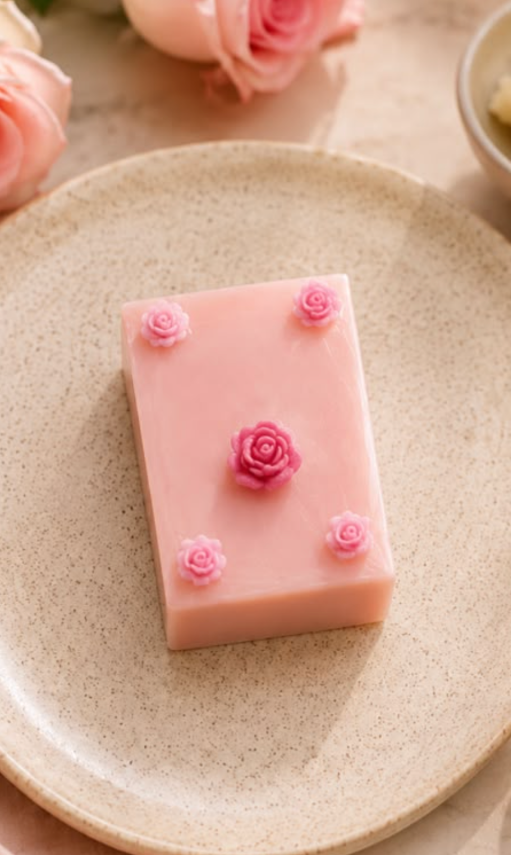 Shea Butter & Honey Soap, Rose Embed — handmade organic soap by Bloom by Aneela