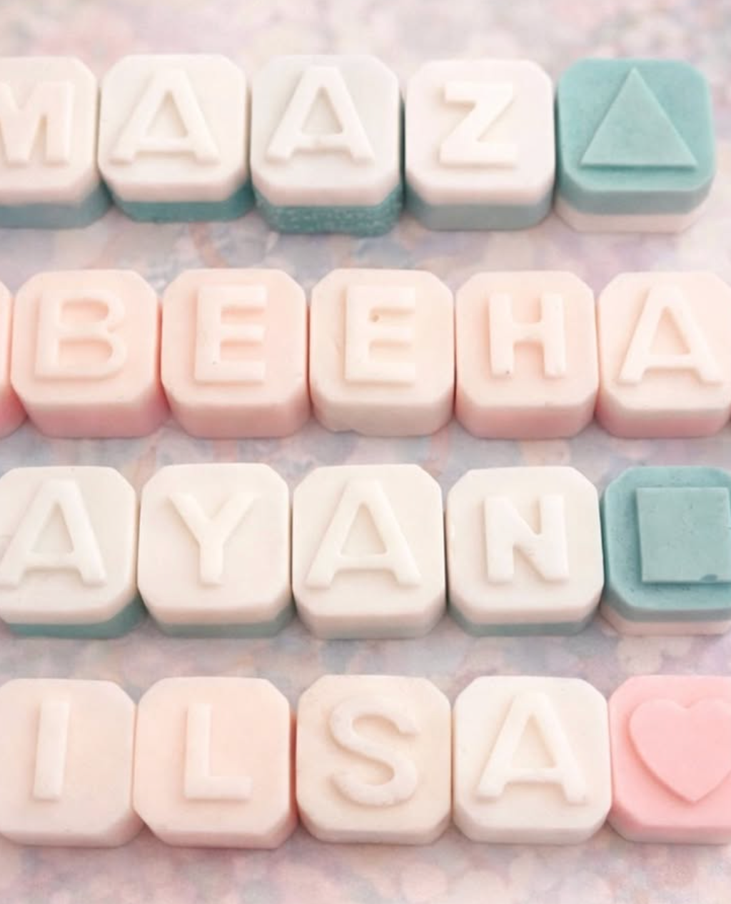 Bloom Letter Cubes — handmade organic soap by Bloom by Aneela