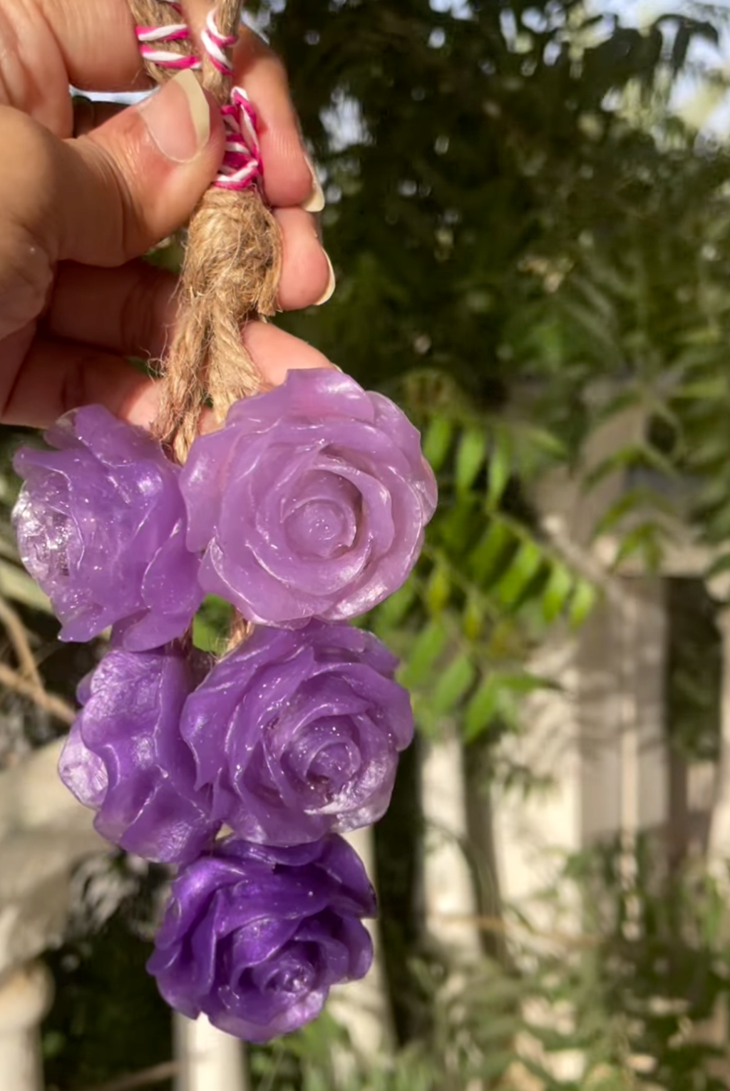 Lavender Rose Hanging Soap — handmade organic soap by Bloom by Aneela