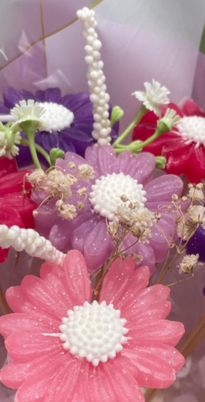 Daisy Soap Bouquet with custom gift card — handmade organic soap